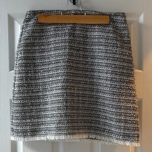 LOFT Black and White Striped Pencil Skirt petite